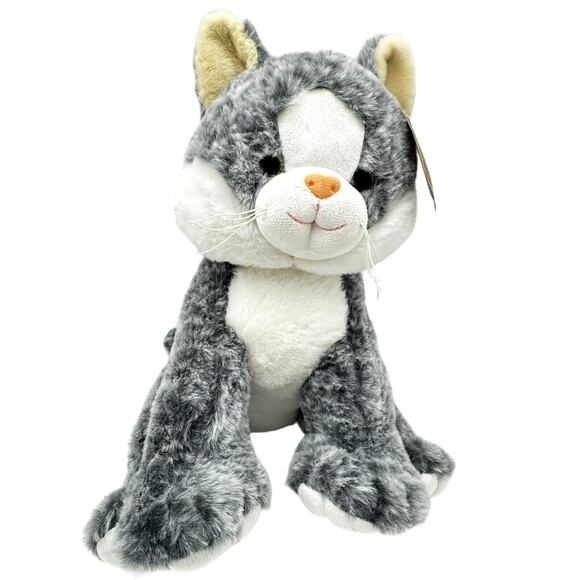 BEAR FACTORY NWT Tahla the Tabby Cat Gray White Plush Stuffed Animal 14" 2001 - Picture 1 of 6